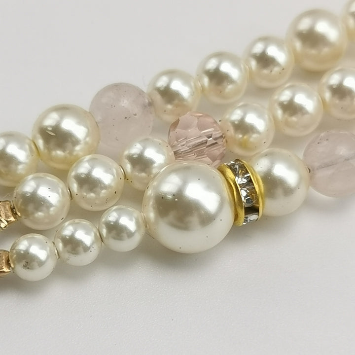 Chanel Pink Strass and Imitation Pearl CC Long Necklace