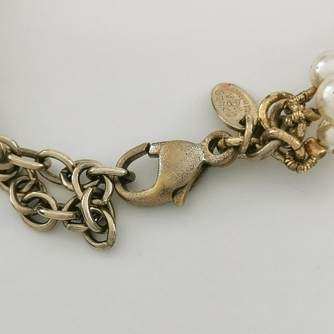 Chanel Pink Strass and Imitation Pearl CC Long Necklace