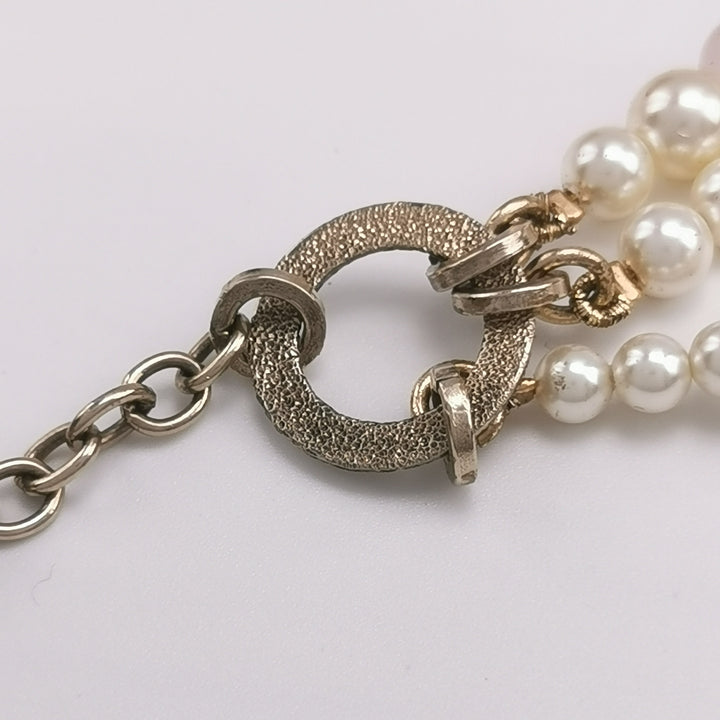 Chanel Pink Strass and Imitation Pearl CC Long Necklace