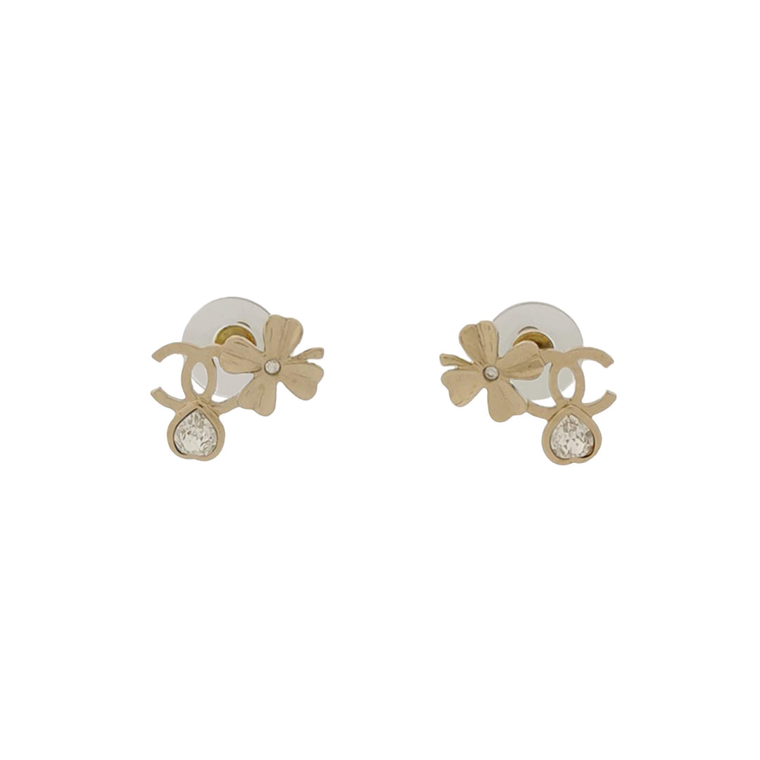 Chanel CC Logo Four-leaf Clover Detail Studs