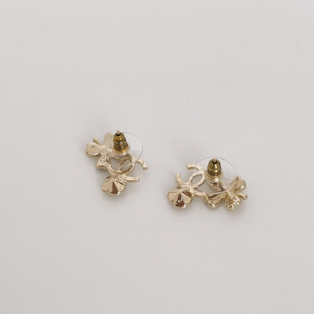 Chanel CC Logo Four-leaf Clover Detail Studs