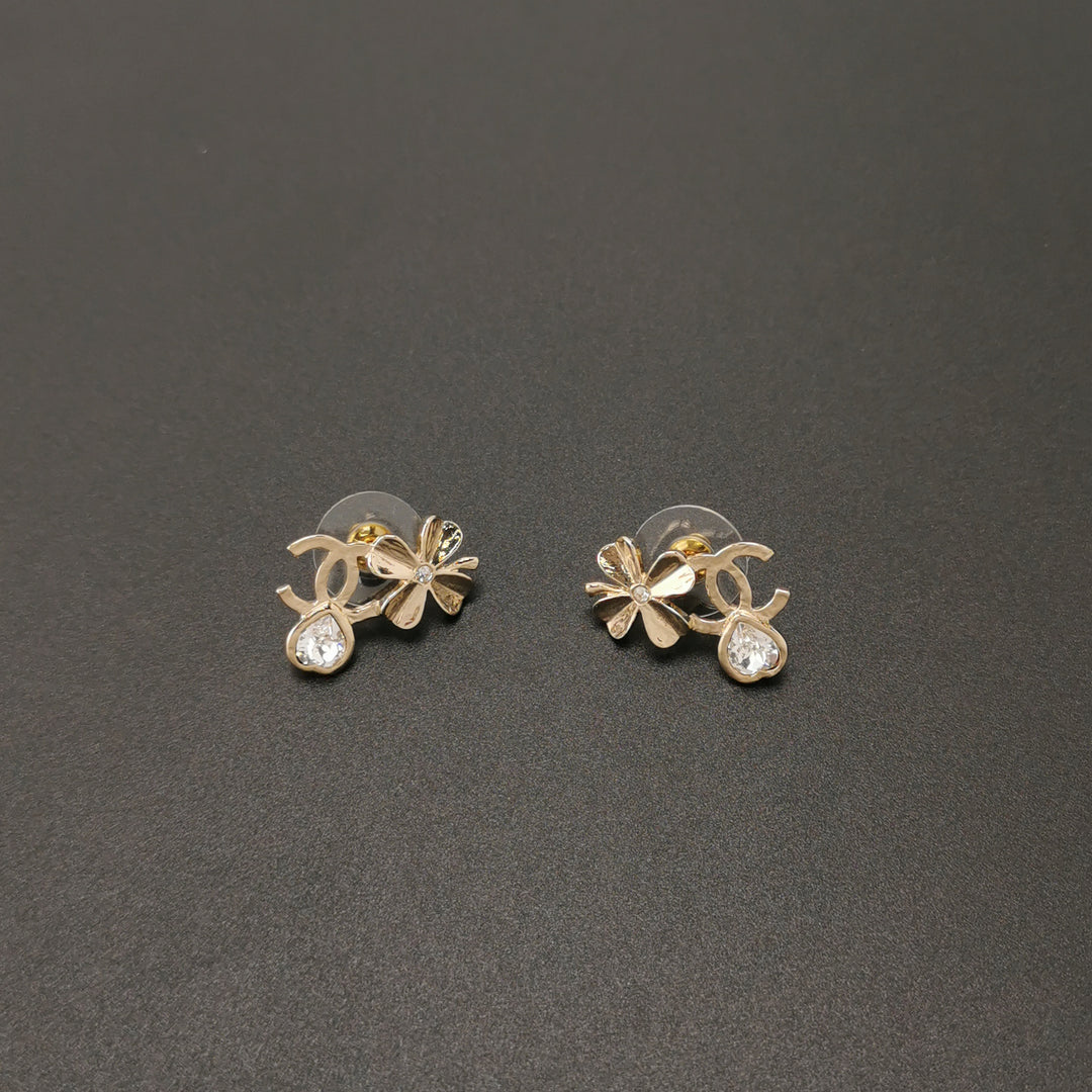 Chanel CC Logo Four-leaf Clover Detail Studs
