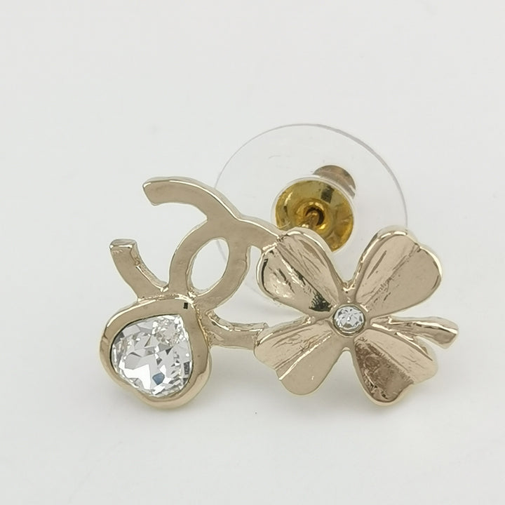 Chanel CC Logo Four-leaf Clover Detail Studs