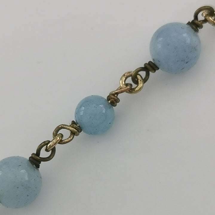 Chanel Blue White Beaded Necklace Flower Pendant