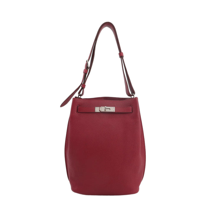 Hermès So Kelly 22 Q5 Rouge Casaque Clemence Leather Bag