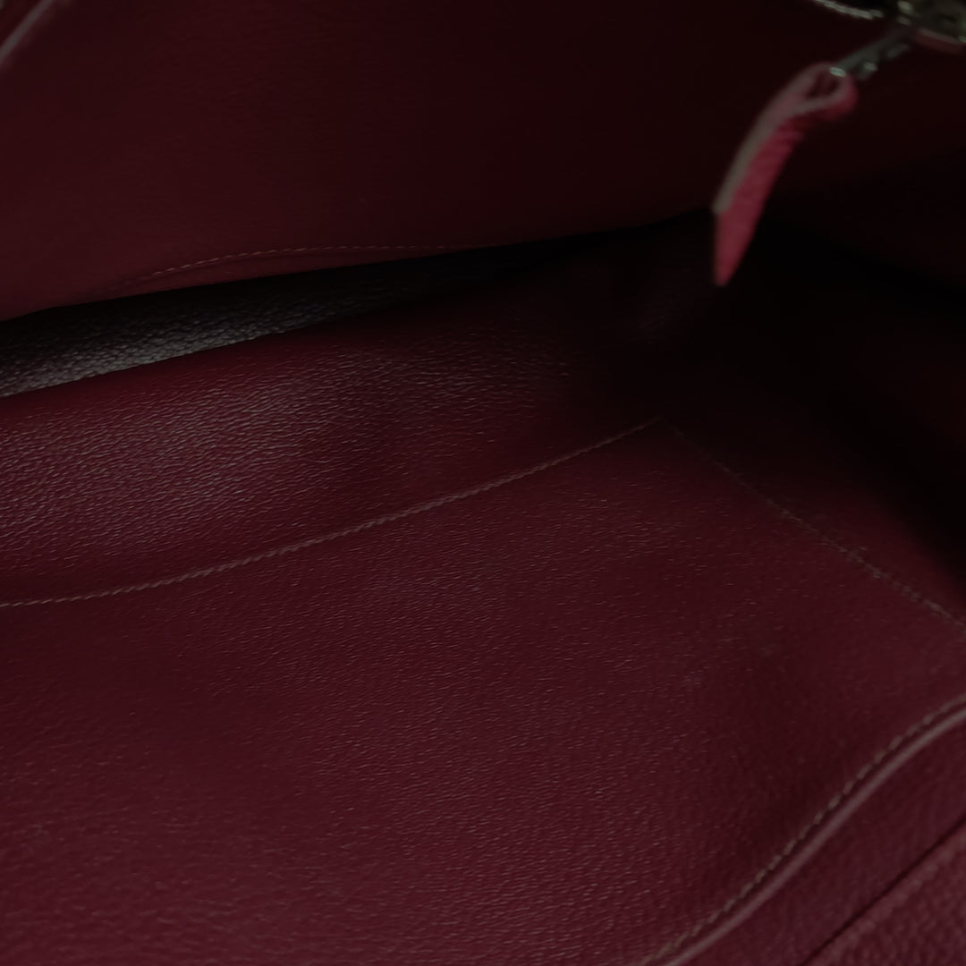 Hermès So Kelly 22 Q5 Rouge Casaque Clemence Leather Bag