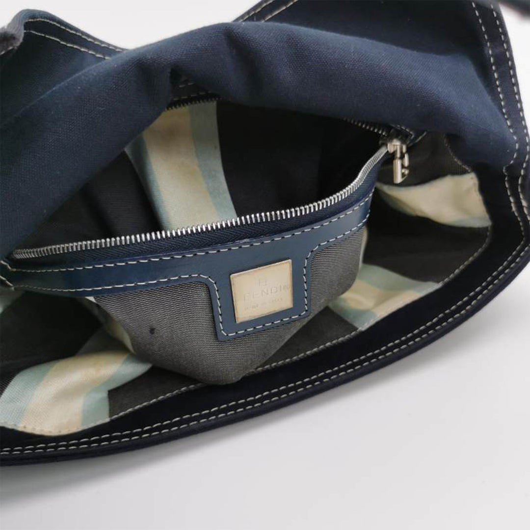 Fendi Baguette Handbag in Blue Canvas