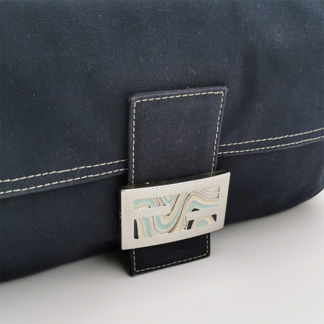 Fendi Baguette Handbag in Blue Canvas