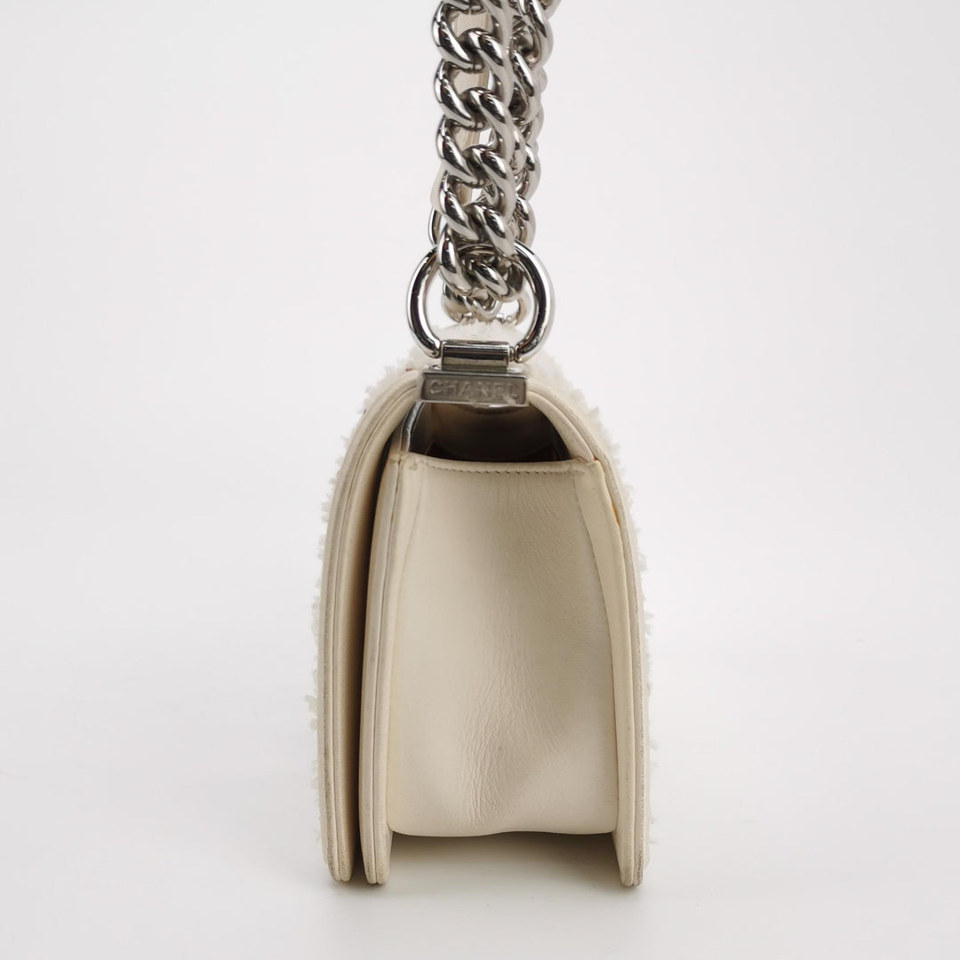 Chanel Small Sequin Boy Bag In White