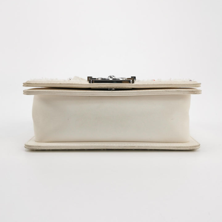 Chanel Small Sequin Boy Bag In White