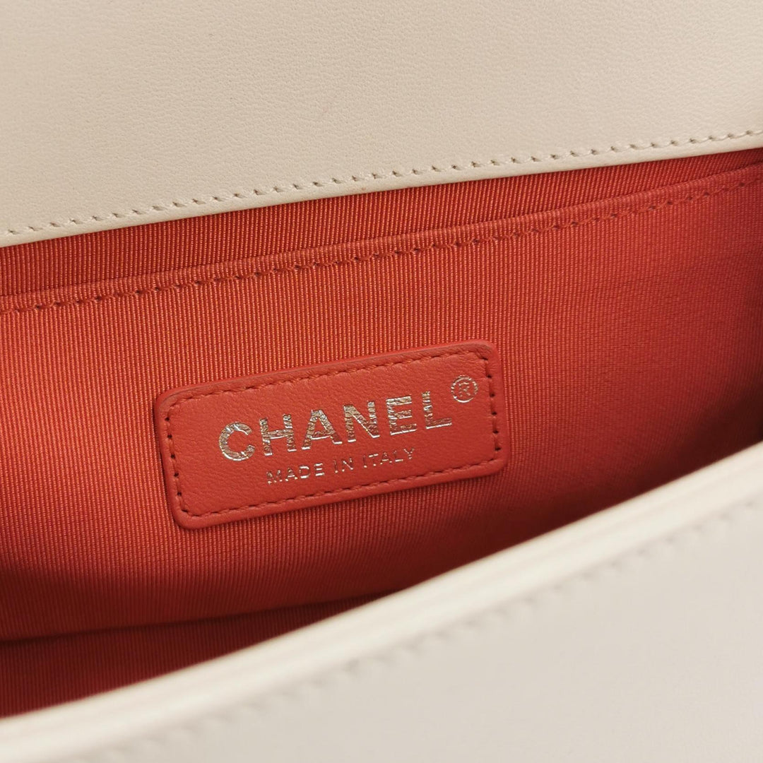 Chanel Small Sequin Boy Bag In White