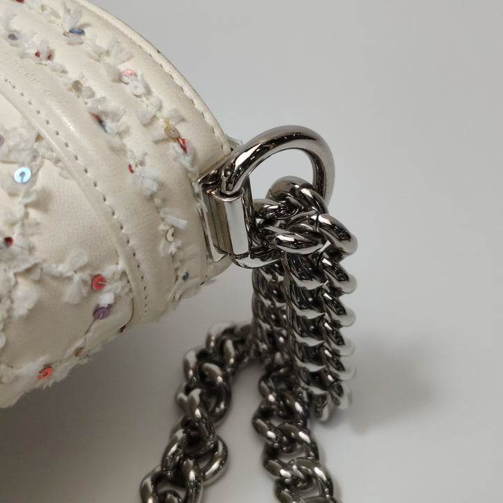 Chanel Small Sequin Boy Bag In White