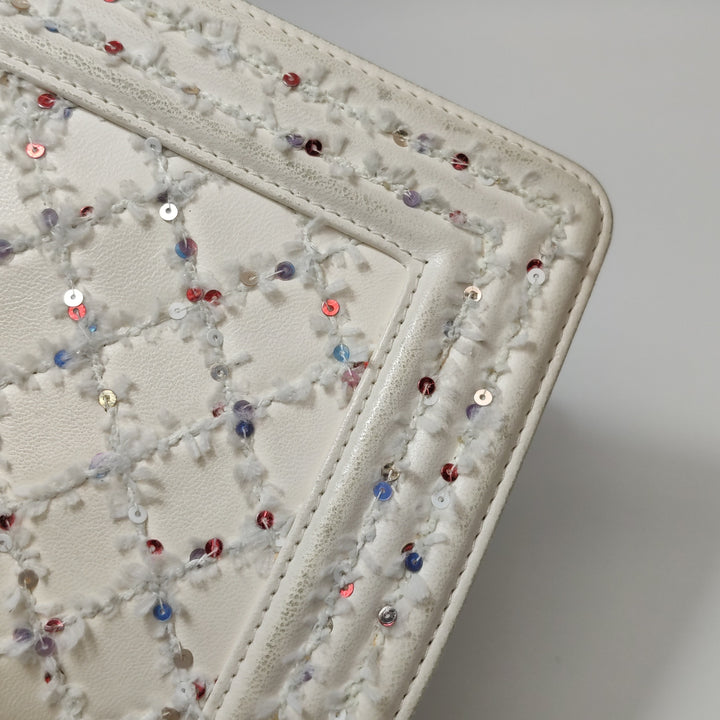 Chanel Small Sequin Boy Bag In White