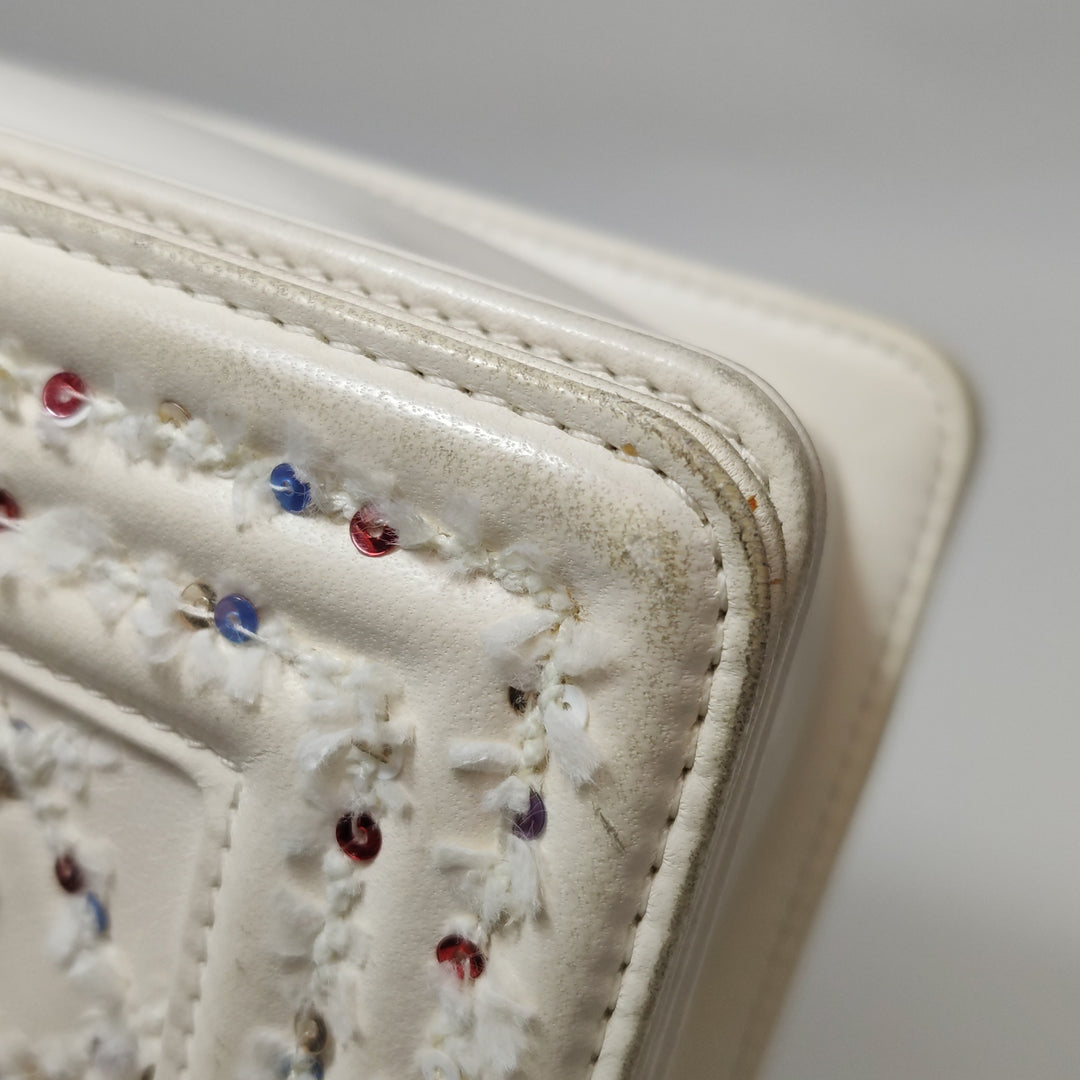 Chanel Small Sequin Boy Bag In White