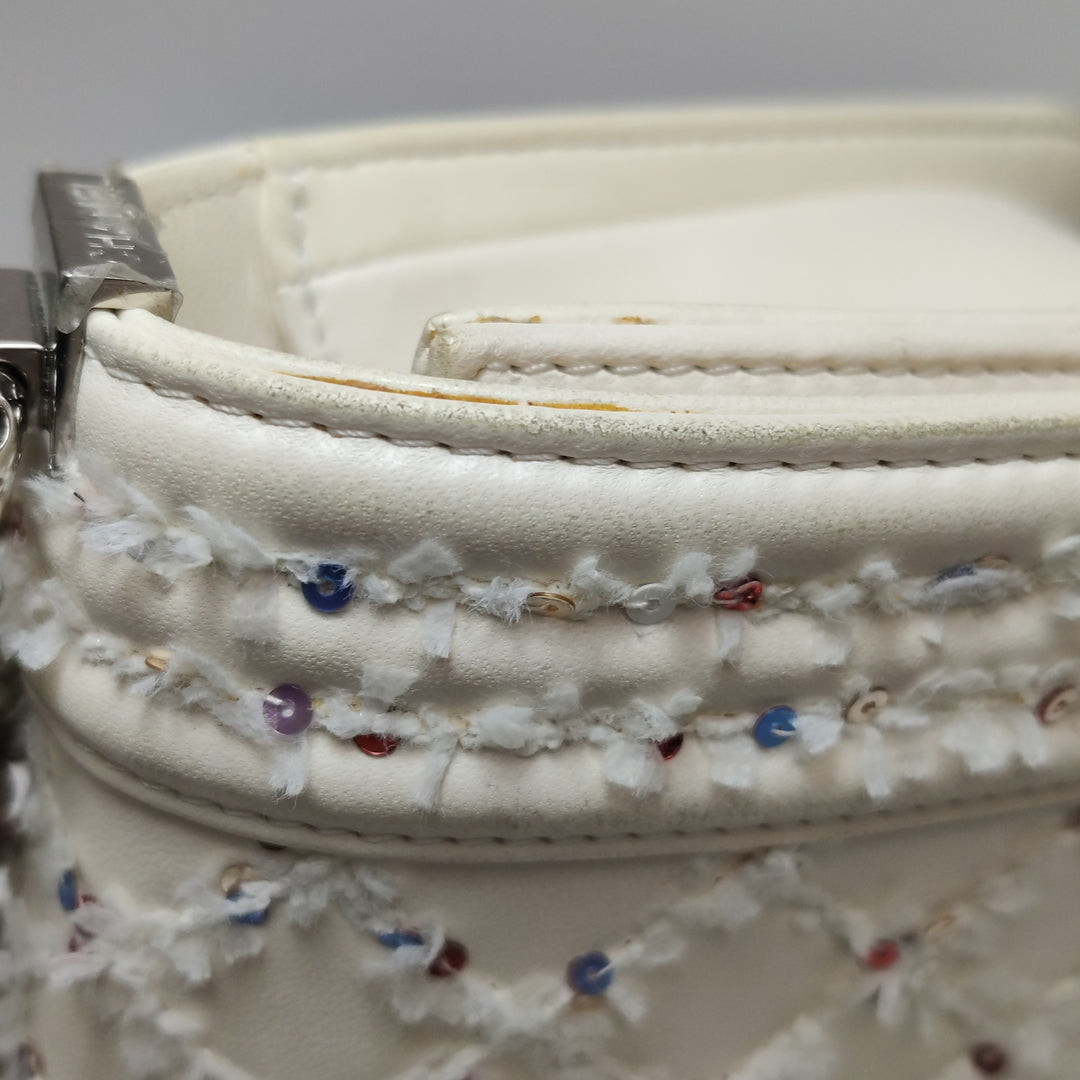 Chanel Small Sequin Boy Bag In White