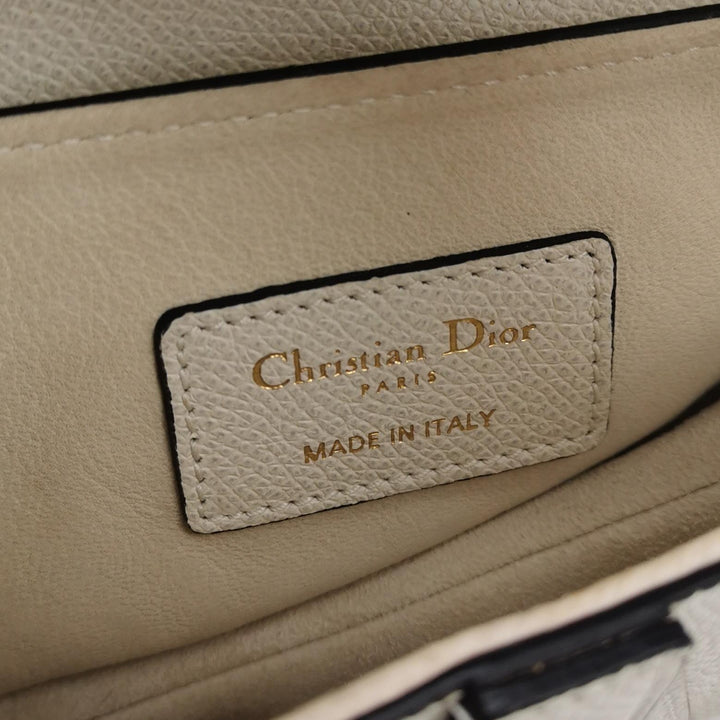 Dior Mini Saddle Handbag Leather In White Gold Hardware