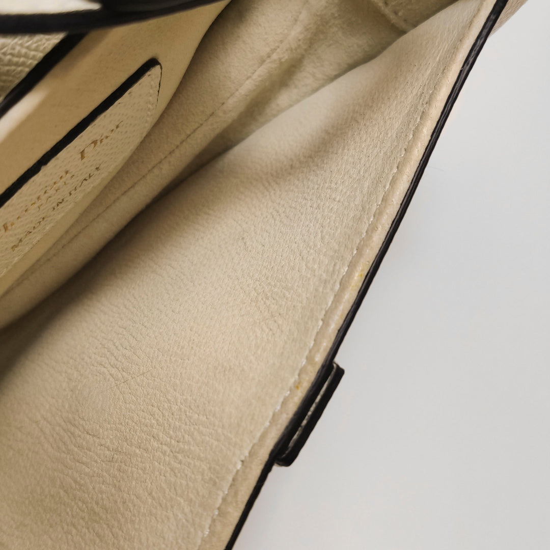 Dior Mini Saddle Handbag Leather In White Gold Hardware