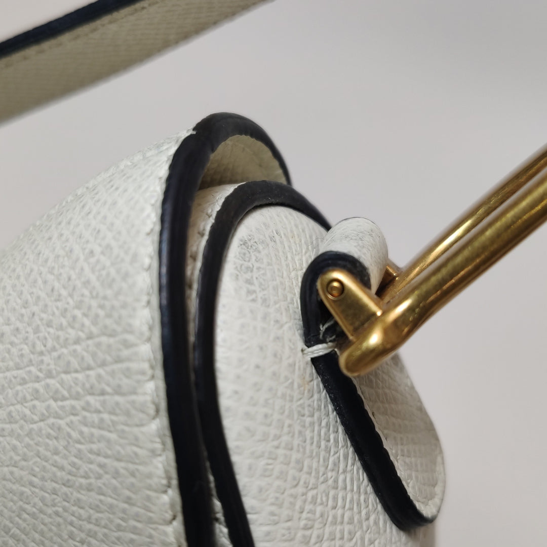 Dior Mini Saddle Handbag Leather In White Gold Hardware