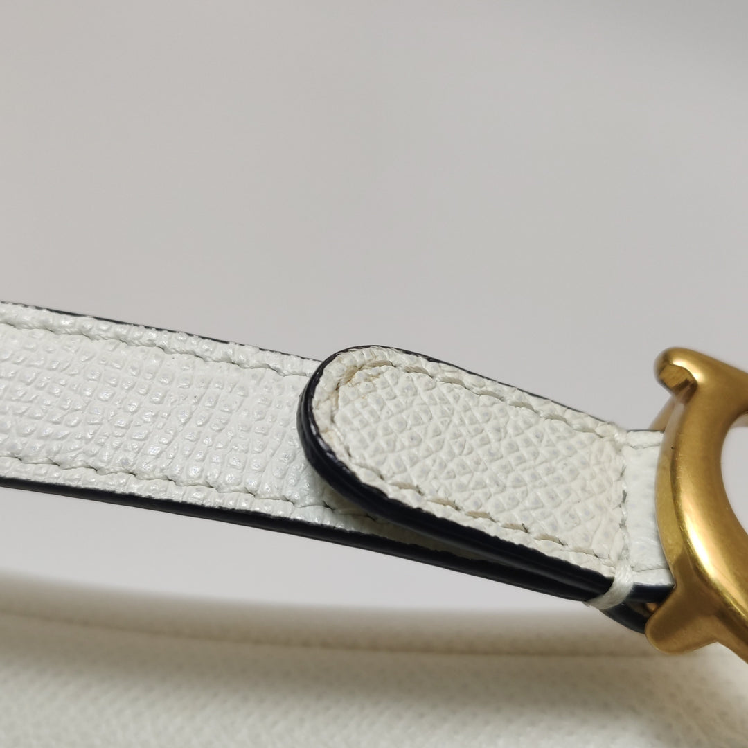 Dior Mini Saddle Handbag Leather In White Gold Hardware