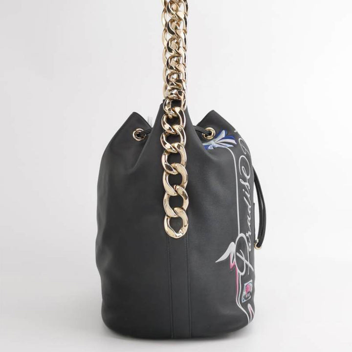 Dior Bucket handbag In Black Leather Gold Hardware