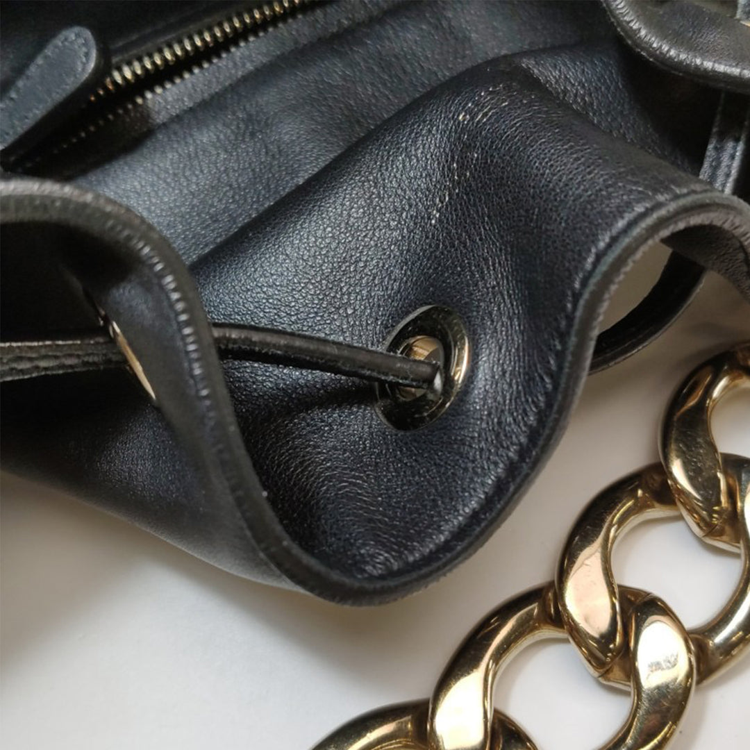 Dior Bucket handbag In Black Leather Gold Hardware