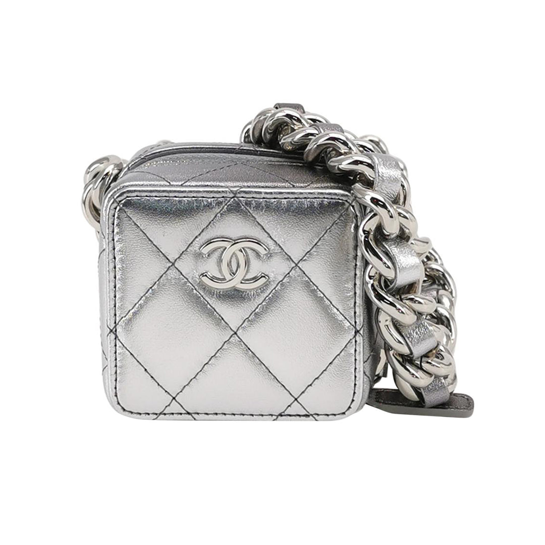 Chanel Coco Punk Cube Shoulder Bag Silver Leather