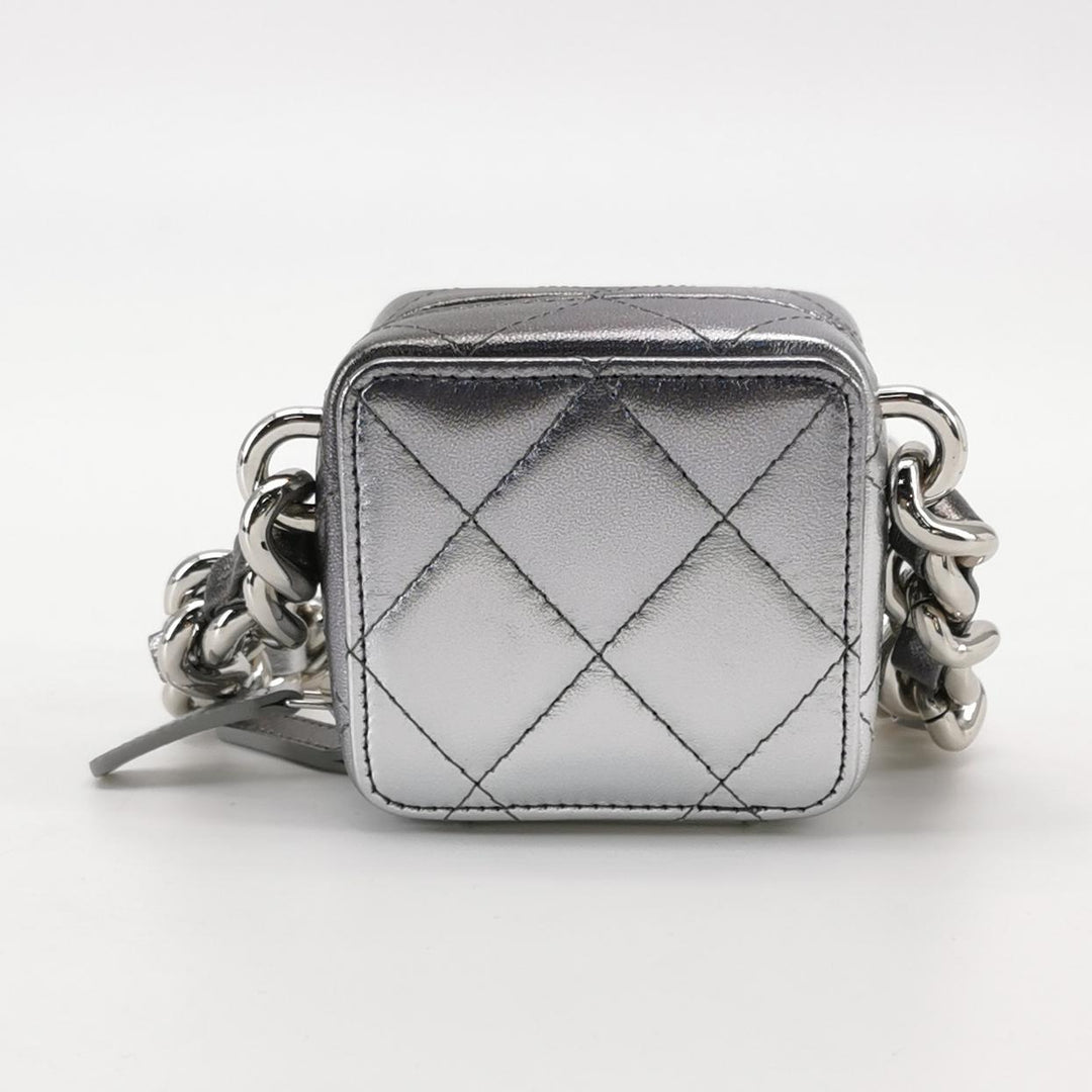 Chanel Coco Punk Cube Shoulder Bag Silver Leather