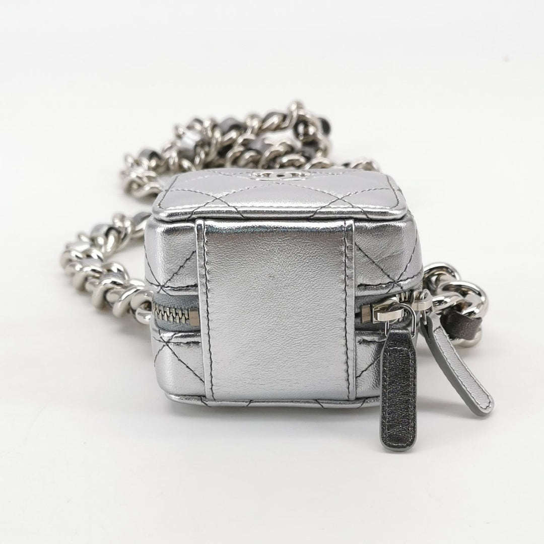 Chanel Coco Punk Cube Shoulder Bag Silver Leather