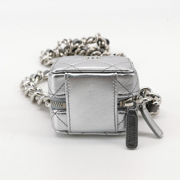Chanel Coco Punk Cube Shoulder Bag Silver Leather