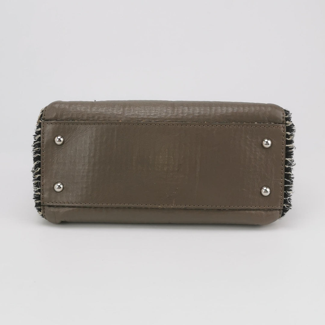 Chanel Single Flap In Grey Brown Leather And Tweed Bag