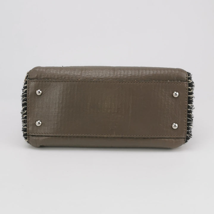 Chanel Single Flap In Grey Brown Leather And Tweed Bag