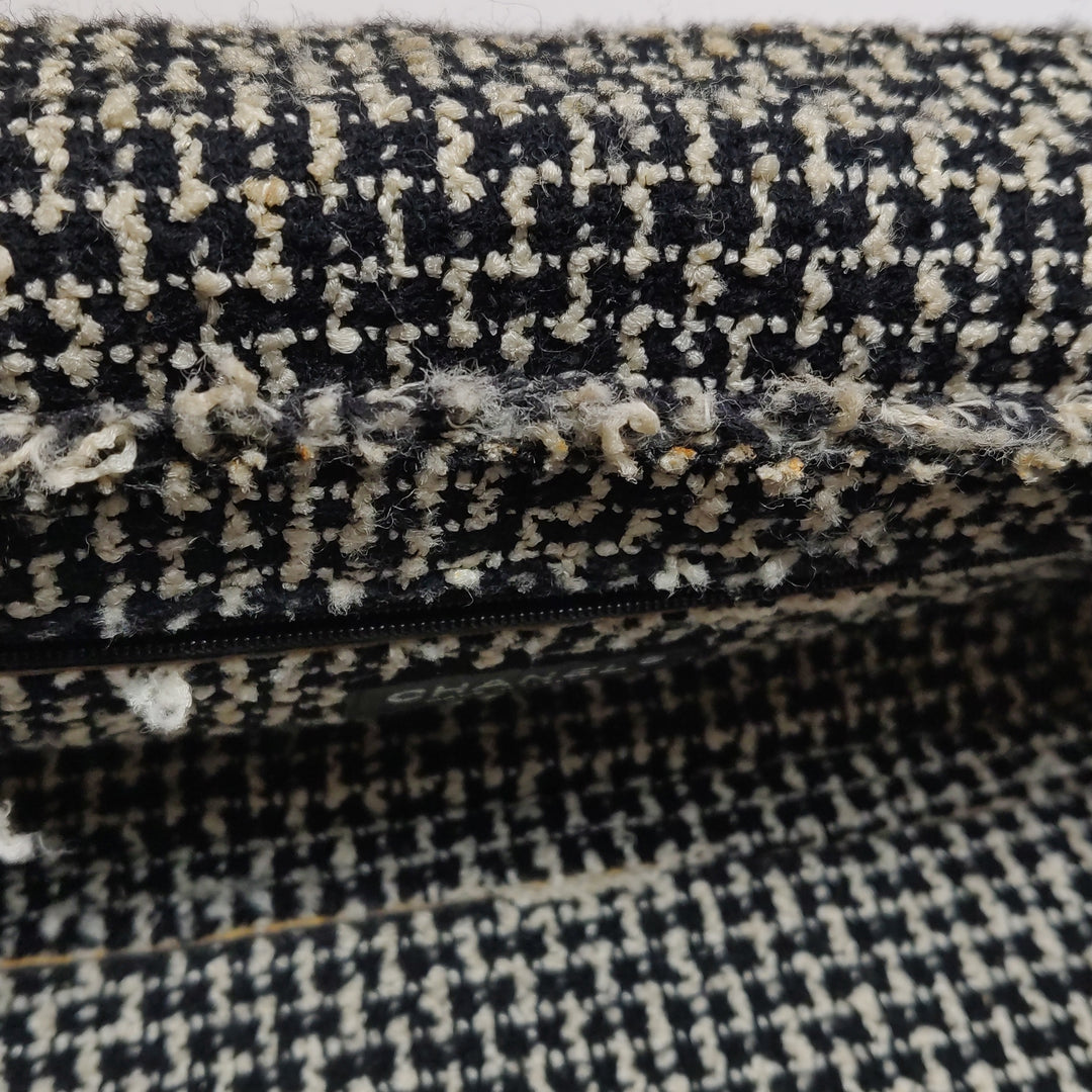 Chanel Single Flap In Grey Brown Leather And Tweed Bag