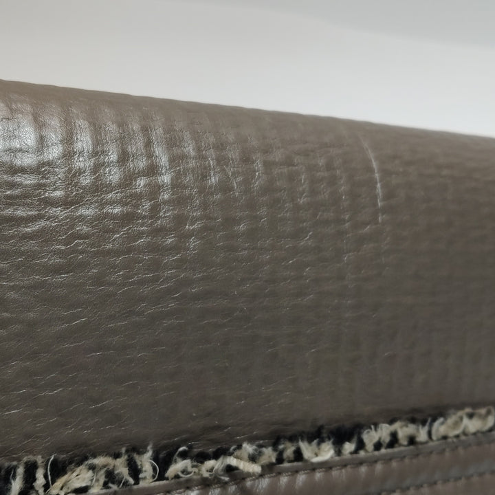 Chanel Single Flap In Grey Brown Leather And Tweed Bag