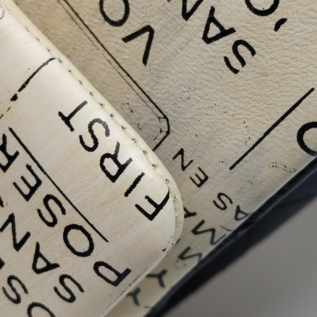 Chanel Medium Double Flap In Beige and Black Lambskin Newspaper Print Black Hardware