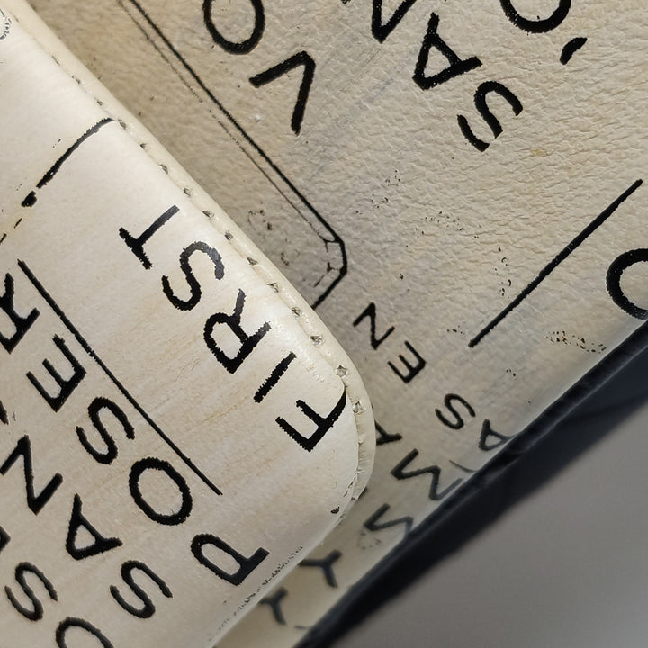 Chanel Medium Double Flap In Beige and Black Lambskin Newspaper Print Black Hardware