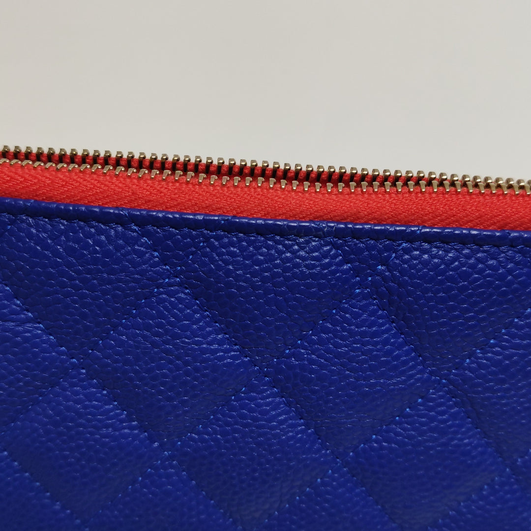 Chanel Caviar Quilted CC Filigree Long Wallet Blue Red White