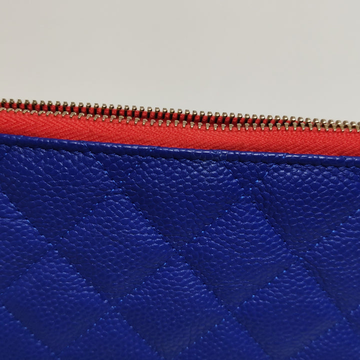 Chanel Caviar Quilted CC Filigree Long Wallet Blue Red White