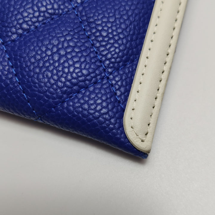 Chanel Caviar Quilted CC Filigree Long Wallet Blue Red White