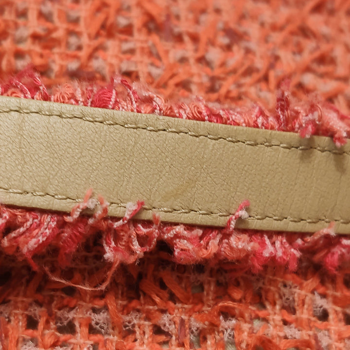 Chanel Cubano Trip Backpack In Orange Coral Tweed Sequins Embroidered