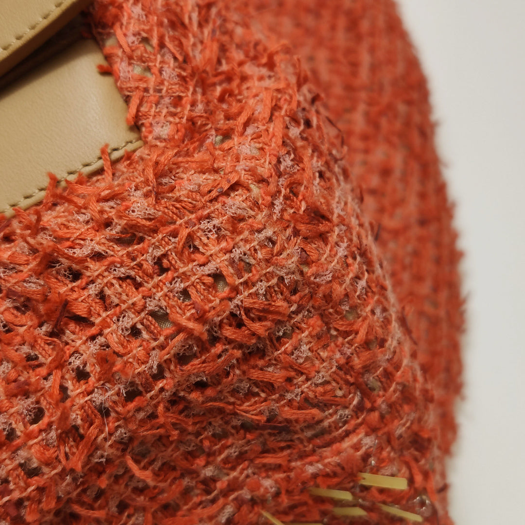 Chanel Cubano Trip Backpack In Orange Coral Tweed Sequins Embroidered