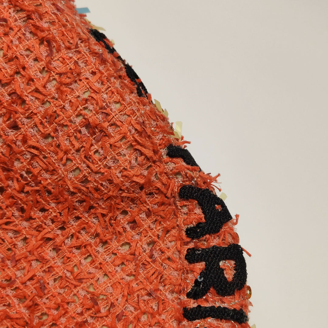 Chanel Cubano Trip Backpack In Orange Coral Tweed Sequins Embroidered