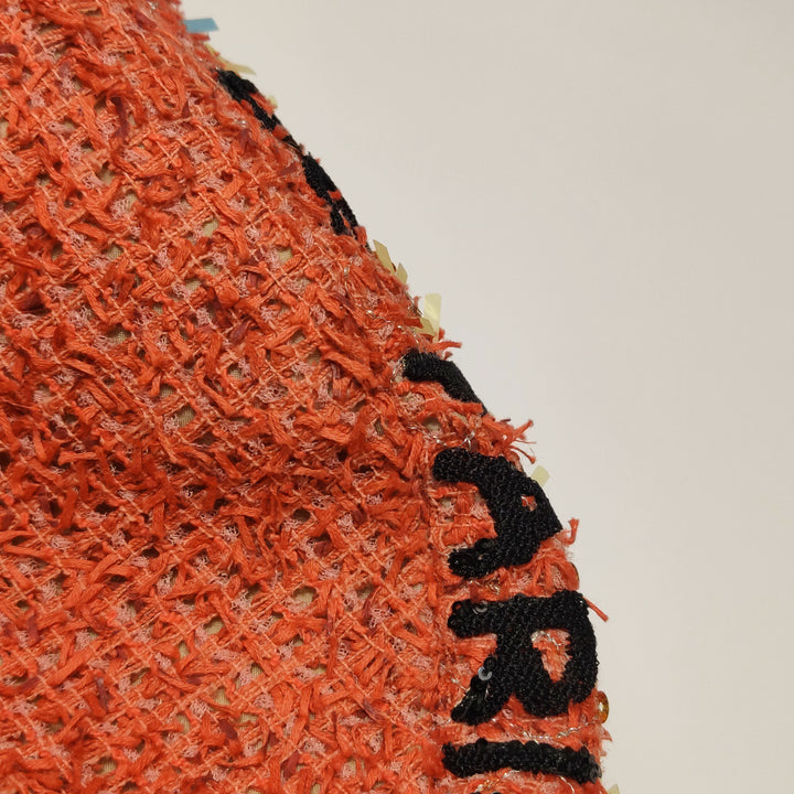 Chanel Cubano Trip Backpack In Orange Coral Tweed Sequins Embroidered