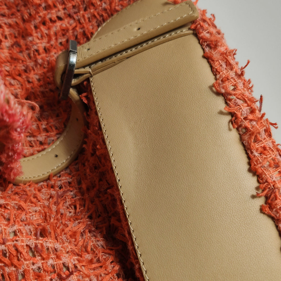 Chanel Cubano Trip Backpack In Orange Coral Tweed Sequins Embroidered