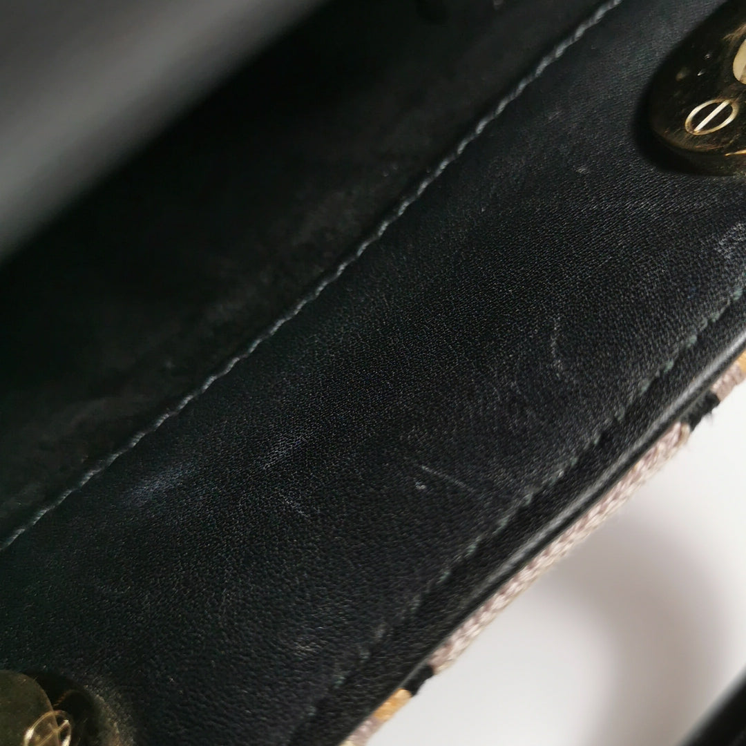 Dior Lady Dior In Multi-colour Fabric With Beads Love Heart Handbag