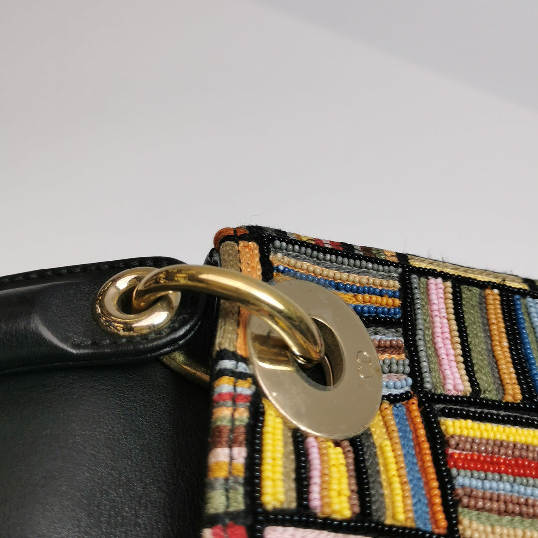 Dior Lady Dior In Multi-colour Fabric With Beads Love Heart Handbag