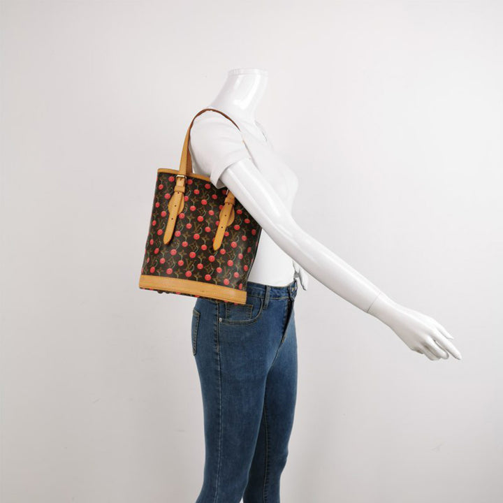 Louis Vuitton 2005 Made Takashi Murakami Collaborations Monogram Cherry Bucket Pochette Brown