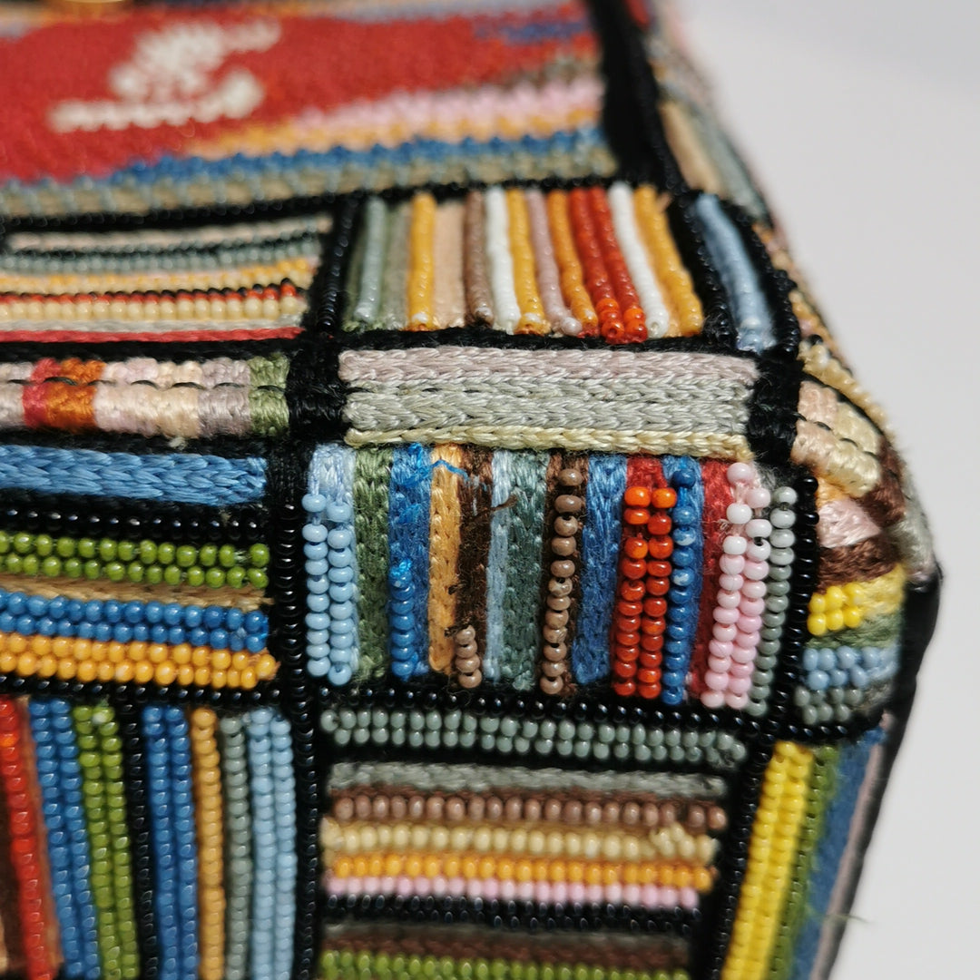 Dior Lady Dior In Multi-colour Fabric With Beads Love Heart Handbag