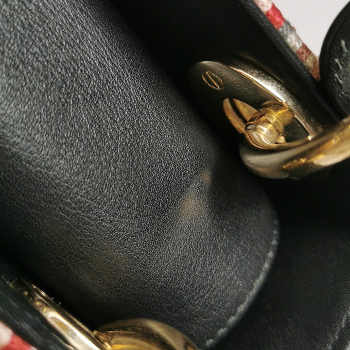 Dior Lady Dior In Multi-colour Fabric With Beads Love Heart Handbag