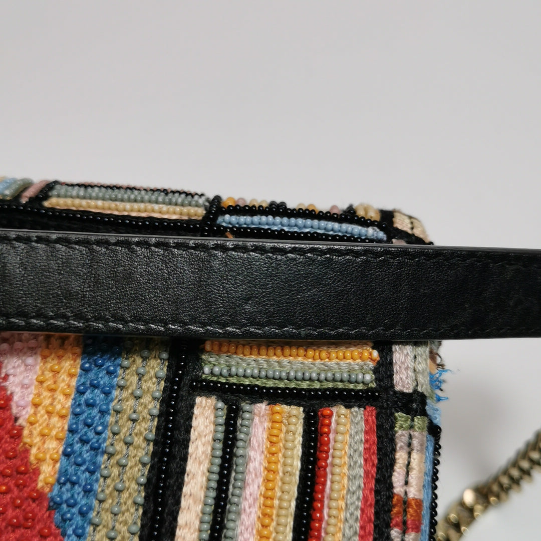 Dior Lady Dior In Multi-colour Fabric With Beads Love Heart Handbag