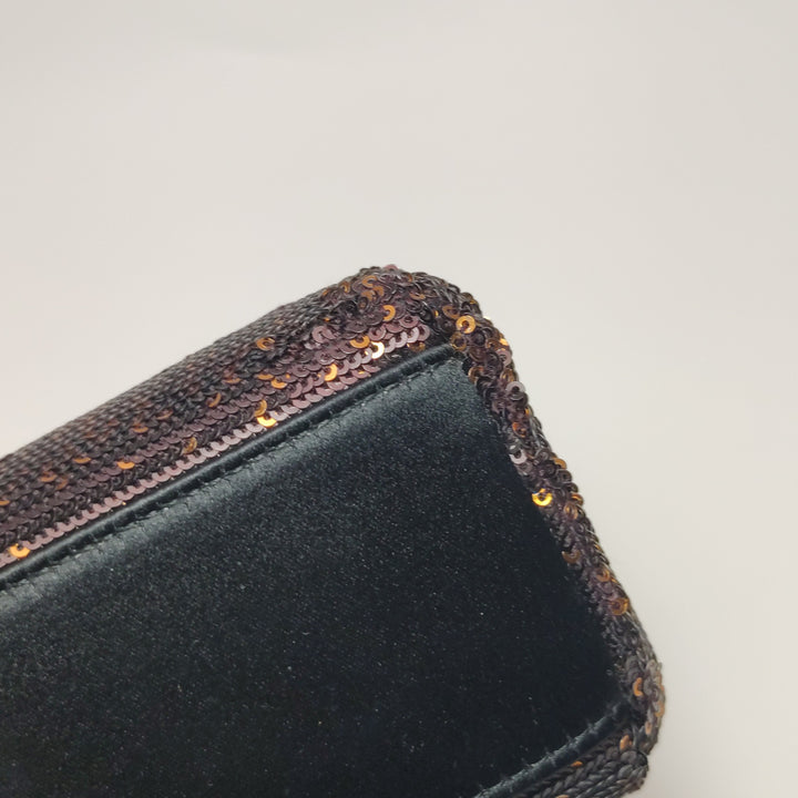 Dior Mini Lady Dior Tote In Gold Black Sequin and Satin